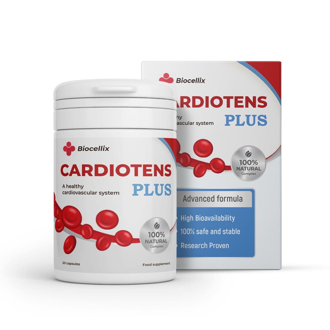 Cardiotens Plus – Complemento Cardiovascular con Melisa, Espino y Ajo 20 Cápsulas