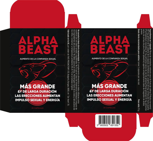 Alpha Beast – Complemento Masculino con Tribulus, Maca, Ginseng y L-Arginina 20 Capsulas